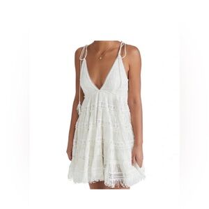 rococo sand White Lace Tie-Shoulder Sundress